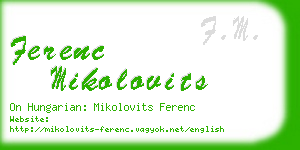ferenc mikolovits business card